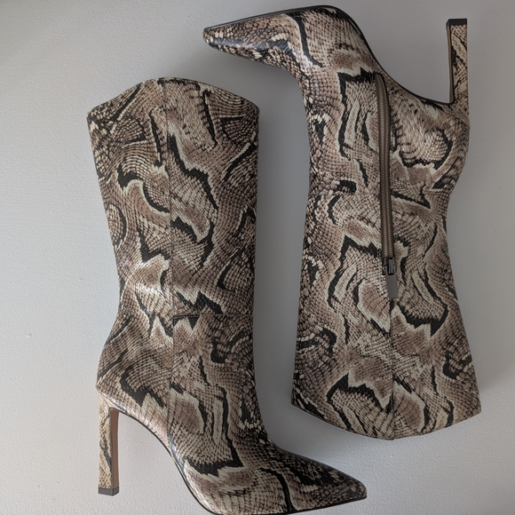 Vince Camuto Snake Print Heeled Boots - Picture 2 of 10